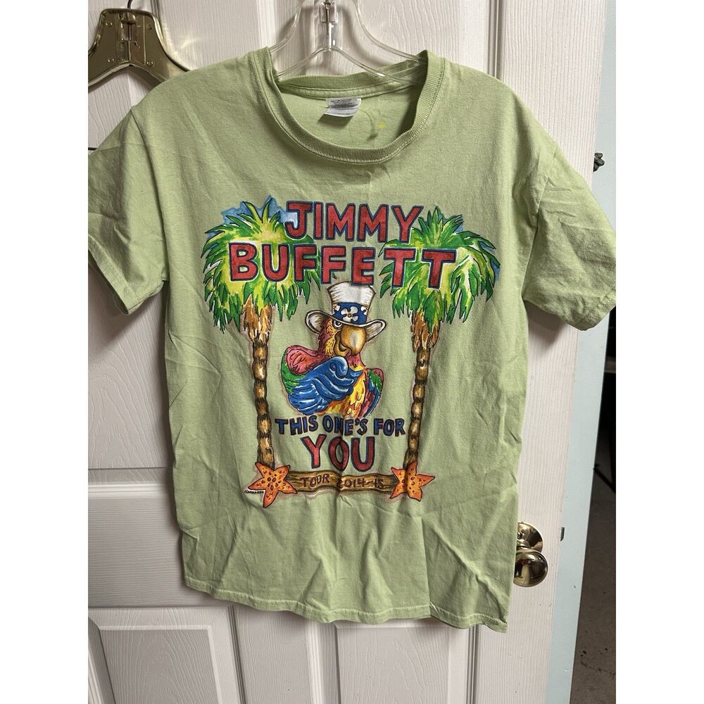 Jimmy Buffett This One's For You Tour 2014 Two Sided T-Shirt Small Green Parrot